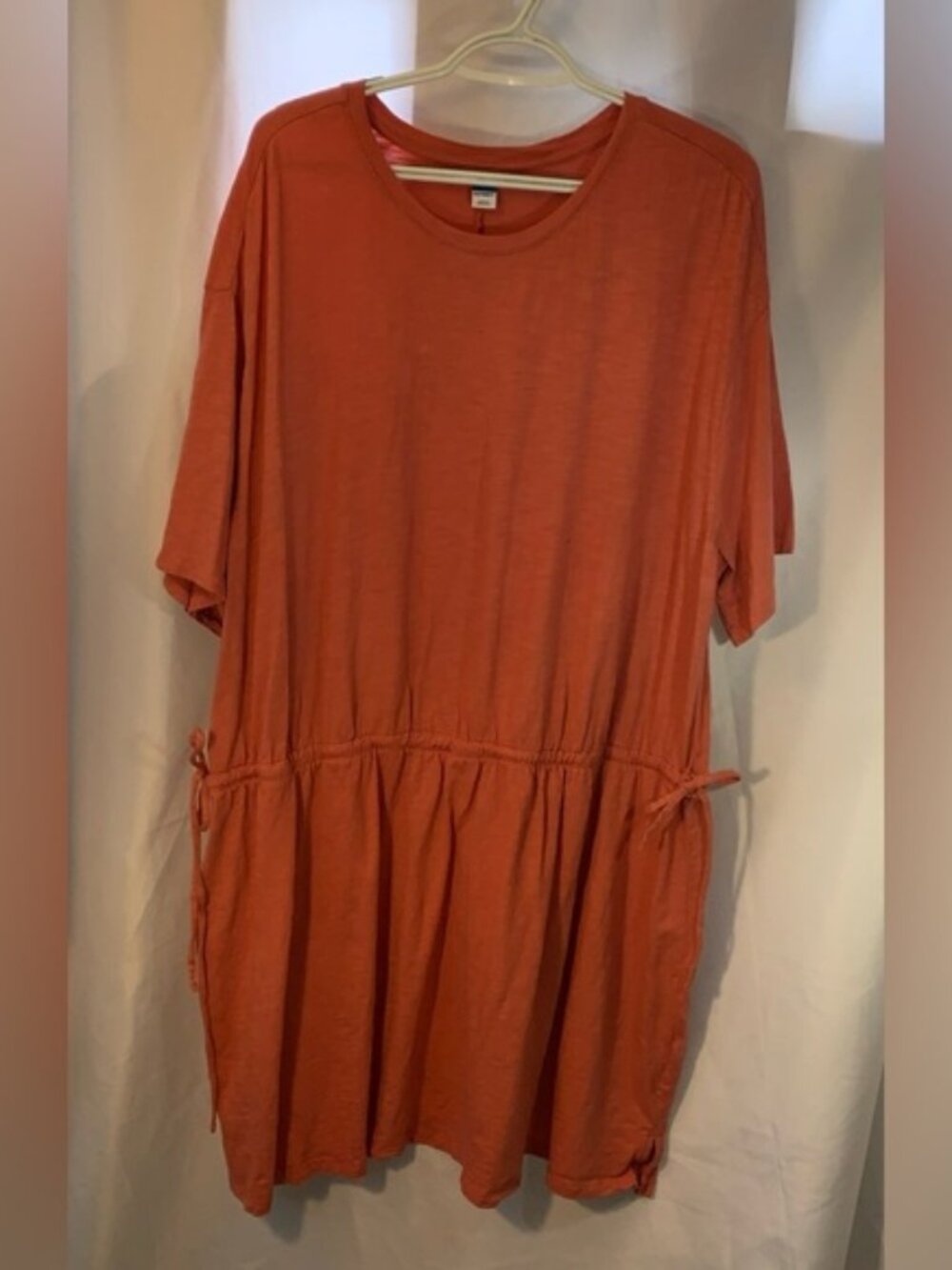 Old Navy Coral T-shirt Dress 100% Cotton Short Sleeve Dropped Waist 3X
